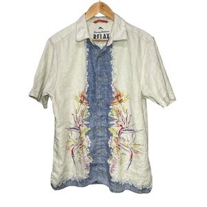 Tommy Bahama Mens Modern Fit Linen Hawaiia Aloha Shirt Top Size Medium M Floral